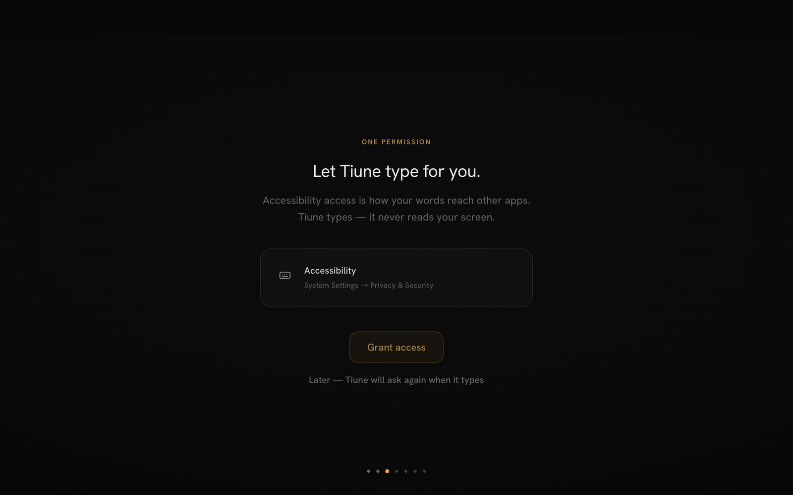 Onboarding Accessibility screen