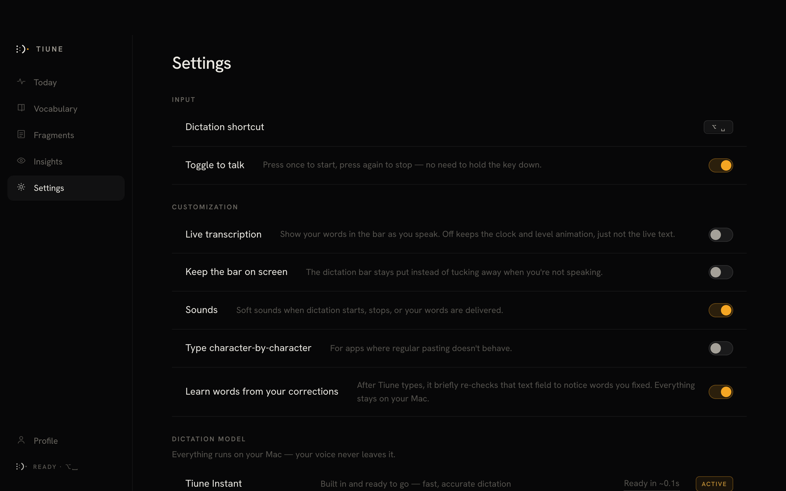 Toggle to talk setting